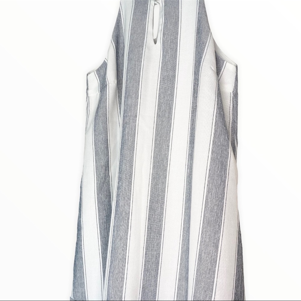 She + Sky | Striped Lined Shift Dress with Front Keyhole and Ruffle Hem | Small - Picture 3 of 7